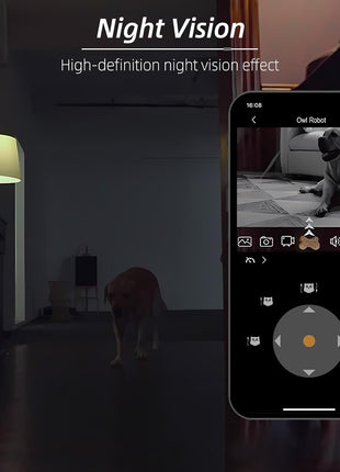 Owl Robot,Pet Camera Treat Dispenser Interactive Toy for Dogs Cats with Remote Phone App Control