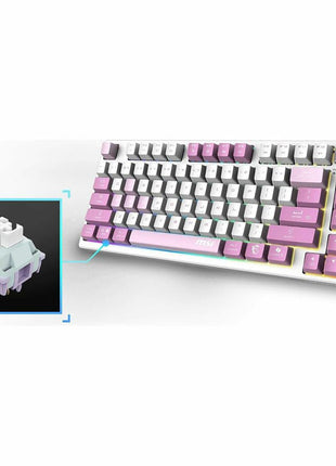 msi Forge GK600 TKL W Violet US - Mechanical Linear SWITCHES - Dye-Sublimated PBT Keycaps, Anti-Slip Base, RGB LED, USB 2.0, Bluetooth, 2.4 GHz - Tenkeyless