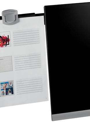 3M Monitor Mount Document Clip Copy Clip, Mounts Right or Left with CommandTM Adhesive, Use on Monitors and Laptops for Easy Viewing and Reduced Clutter, Holds up to 30 Sheets, Black (DH240MB)