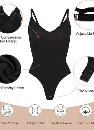 SHAPERX Women's Shapewear Bodysuit Tummy Control Body Shaper Seamless Sculpting Snatched Waist Body Suit,SZ5215-Black-S/M(One piece)