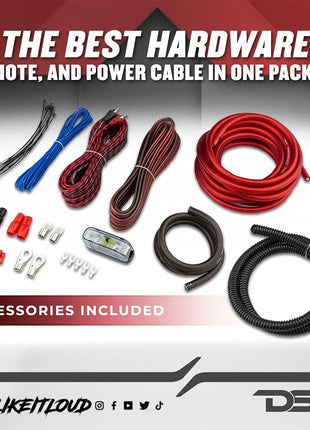 DS18 AK4 Complete 4 Gauge CCA Amplifier Installation Wiring Kit - Ampkit Helps Make Connections, Brings Power to Your Radio, Subwoofers, Speakers with Super Flex Wire - 1200W for 1 Amplifier