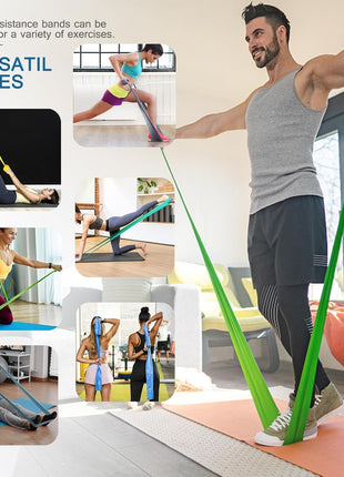 5 Pcs Professional Resistance Bands. Latex-Free, Pilates Band, Work Out Bands, Stretch Bands for Working Out Women or Men, Exercise Bands Set for Pilates, Physical Therapy, Yoga