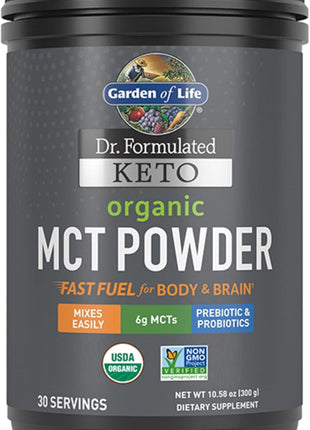 Garden of Life Dr. Formulated Keto Organic MCT Powder - 30 Servings, 6g MCTs from Coconuts Plus Prebiotic Fiber & Probiotics, Certified Organic, Non-GMO, Vegan, Gluten Free