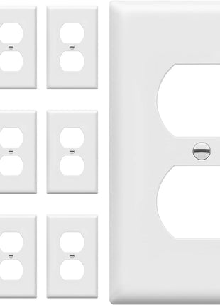 ENERLITES 10 Pack Outlet Covers Wall Plate for Duplex Receptacle, White | Unbreakable polycarbonate, standard size 4.50" x 2.76", 1-gang, UL Listed, glossy finish, easy to install, wide compatibility