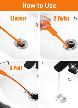 6 Pack 25 Inch Drain Snake Hair Clog Remover Tool, Flexible Sink Drain Cleaner for Shower, Bathtub, Bathroom Sink and Kitchen Sink, Reusable Drain Cleaning Tool for Hair Blockage Removal