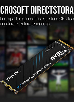 PNY CS2150 1TB Gen5 PCIe NVMe M.2 2280 3D NAND SSD – Up to 10,200/8,300 MBs - PC/Laptop Upgrade, Gaming, Photography, Video Editing, Direct Storage Enabled-Internal Solid-State Drive M280CS2150-1TB-TB