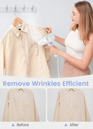 BEAUTURAL Travel Steamer for Clothes, Portable and Handheld, 1000W, White | Foldable Garment Wrinkle Remover, Fast 30s Heat-up, 120V Only (Not for 220V Europe)