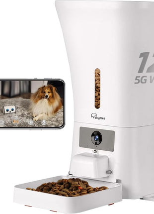 12L 5G WiFi Aautomatic Dog Feeder Large Breed & Automatic cat feeders 1080P Full HD Pet Camera Treat Dispenser Food Dispenser