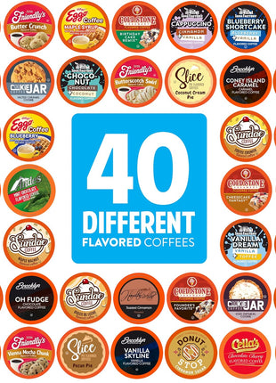 Two Rivers Coffee Flavored Coffee Pods Compatible with Keurig K Cup Brewers, Assorted Variety Pack Flavored Coffee, 40 Count