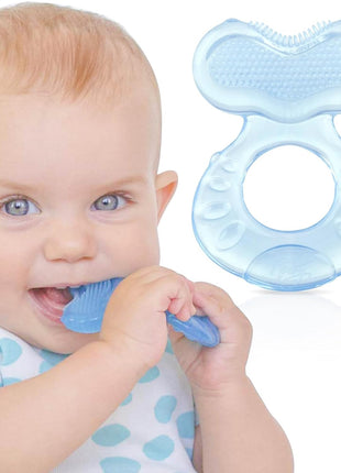 Nuby Silicone Teethe-EEZ Teether with Bristles, Includes Hygienic Case, Blue