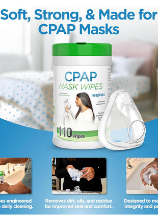resplabs CPAP Mask Wipes Unscented Cleaner for Full Face, Nasal Masks & Supplies 110 Wipes
