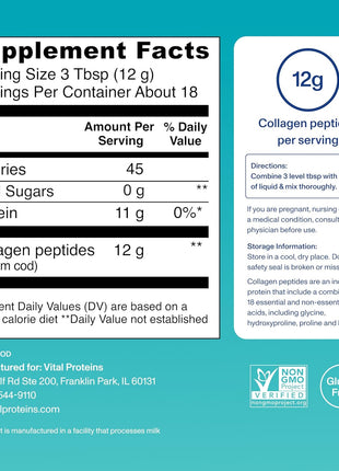 Vital Proteins Marine Collagen Peptides Powder Supplement, 7.8oz | Marine Collagen Peptides, Supports Hair Skin Nails & Joints, Hydrolyzed Collagen, 12g Per Serving