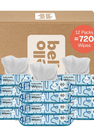 Hello Bello Premium Fragrance-Free Travel Size Baby Wipes, with Chamomile & Aloe Extracts for Sensitive Skin - 1 Resealable Pack = 20 Total Wipes