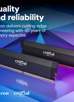 Crucial Pro DDR5 RAM 32GB Kit (2x16GB) 6400MHz CL38, Overclocking Desktop Gaming Memory, Intel XMP 3.0 & AMD Expo Compatible – Black CP2K16G64C38U5B