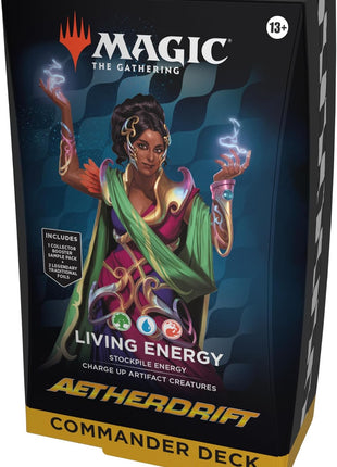 Magic: The Gathering Aetherdrift Commander Deck - Living Energy (100-Card Deck, 2-Card Collector Booster Sample Pack + Accessories)