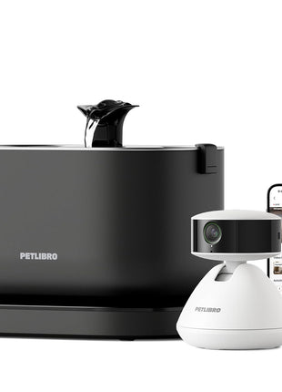 Bundle of PETLIBRO AI Pet Camera Indoor with Phone App, 360° View Dog Camera, 1080P Cat Cam Night Vision + PETLIBRO Cat Water Fountain, Cordless Pet Water Fountain Battery Operated, 2.5L/84oz