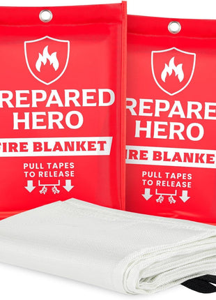 Prepared Hero Emergency Fire Suppression Blanket - 2 Pack, 40' x 40' Fiberglass Blanket for Kitchen and Home