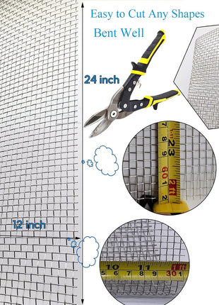Valchoose 2PACK Wire Mesh 12" X 24", Sturdy 304 Stainless Steel Mesh | 5 Mesh Mesh Screen, Never Rust Metal Mesh Screen for Diy Projects, Cages, Vents, Garden, Window, and Filter