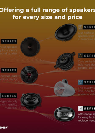 Pioneer F-Series TS-F1634R 6.5" 2-Way Speakers (Pair) – 200W Max, Balanced Sound + Smooth Treble, Great Stock Replacement, High-Efficiency Speaker Designed for OEM Power
