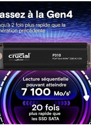 Crucial P310 - SSD - 2 TB - Internal - M.2 2280 - PCIe 4.0 x4 (NVMe) - Integrated Heatsink