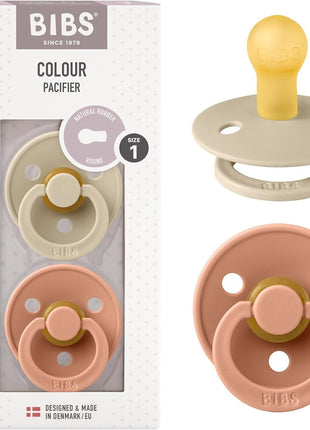 BIBS Pacifiers Colour Collection | Natural Rubber Baby Pacifier | Set of 2 BPA-Free Soothers | Made in Denmark | 0+ Months (Pack of 2) | Dusty Blue/Steel Blue
