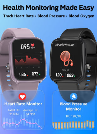 MorePro Fitness Tracker with 24/7 Heart Rate & Blood Pressure Monitor, Blood Oxygen & Sleep Tracker, Smart Watch with Step Calorie Counter, IP68 Waterproof Activity Tracker for Women Men Android iOS