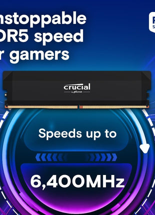 Crucial Pro 32GB DDR5 RAM Kit (2x16GB),CL36 6000MHz, Overclocking Desktop Gaming Memory, Intel XMP 3.0 & AMD Expo Compatible, Black - CP2K16G60C36U5B