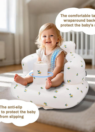Inflatable Baby Chair, AirSwim Baby Inflatable Seat for Babies 3 Months and Up Summer Inflatable Baby Seat for Sitting Up, Blow Up Baby Floor Seat with Built in Air Pump, Orange