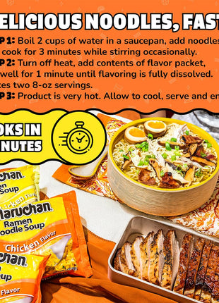 Maruchan Ramen Chicken, Instant Ramen Noodles, Ready to Eat Meals, 3 Oz, 24 Count