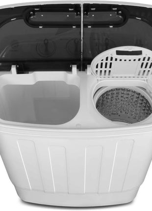 SUPER DEAL Compact Mini Twin Tub Washing Machine 13lbs Capacity Portable Washer Wash and Spin Cycle Combo, Built-in Gravity Drain for Camping, Apartments, Dorms, College, RV's and Small Spaces