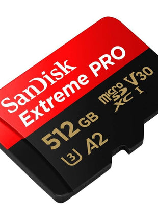 SanDisk Extreme PRO microSDXC UHS-I Memory Card 512 GB + Adapter & RescuePRO Deluxe (for Smartphones, Action Cameras or Drones, A2, Class 10, V30, U3, 200 MB/s Transfer)