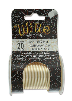 The Beadsmith Wire Elements 20-Gauge Lacquered Tarnish-Resistant Copper Wire for Jewelry Making, 15 Yard, 13.72 Meter Spool (Gold)