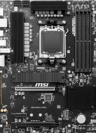 MSI PRO B650-S WiFi ProSeries Motherboard (AMD Ryzen 9000/8000/7000 Series Processors, AM5, DDR5, PCIe 4.0, M.2 Slots, SATA 6Gb/s, USB 3.2 Gen 2, HDMI/DP, Wi-Fi 6E, Bluetooth 5.3, 2.5Gbps LAN, ATX)