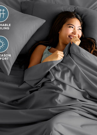 Bare Home Twin xL Sheet Set   College Dorm Size   Luxury 1800 Ultra Soft Microfiber Twin Extra Long Bed Sheets   Deep Pockets   Easy Fit   Extra Soft   3 Piece Set   (Twin xL, Grey)