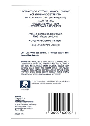 Bioré Daily Make Up Removing Cloths, Facial Cleansing Wipes with Dirt-grabbing Fibers for Deep Pore Cleansing without Oily Residue, 60 Count, (Pack of 6)