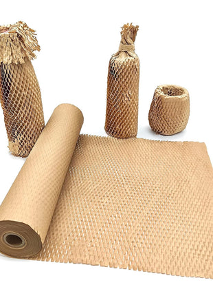 Honeycomb Packing Paper, 15 inch x 131' Packing Paper Substitute Alternative for Bubble Cushioning Wrap for Moving Shipping Packaging, Recyclable Moving Supplies Bubble Packing Wrap Protective Roll