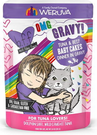 Weruva B.F.F. OMG - Best Feline Friend Oh My Gravy!, Rainbow A Gogo Variety Pack! Cat Food, 3oz Pouch (Pack of 12)