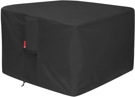 SheeChung Gas Fire Pit Cover Square-Premium Patio Outdoor Cover Heavy Duty Fabric with PVC Coating,100% Waterproof,Anti-Crack,Fits for 29 inch,30 inch,31 inch,32 inch Fire Pit/Table Cover (32 inchL x 32 inchW x 24 inchH,Black)