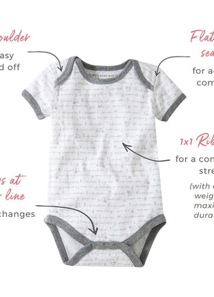 Burt's Bees Baby Unisex Bodysuits, Short Sleeve Organic Sleepwear, 5-Pack | Essential baby bodysuit pack featuring an easy-on and off lap-shoulder neck design for stress-free daily outfitting