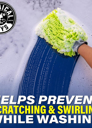 Chemical Guys Chenille Premium Scratch-Free Microfiber Wash Mitt for Car Washing - 2 Pack, Lime Green, Ultra-Soft Car Wash Gloves, Swirl-Free Finish, Safe for Trucks, SUVs, Motorcycles, and More