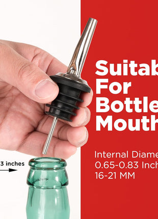48 Pack Stainless Steel Bottle Pourers for Alcohol, Liquor, and Wine   Bar Accessories, Spouts for Bottles and Dispensers