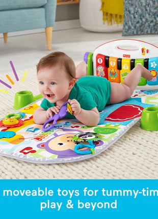 Fisher-Price Baby Playmat Deluxe Kick & Play Piano Gym for Learning & 2 Maracas Soft Rattles for Newborn to Toddler Play Ages 0+ Months