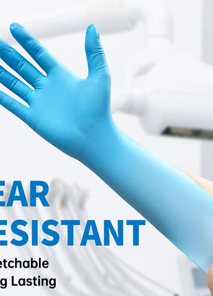Medguy Powder-Free Nitrile Exam Gloves, 4.5 Mil, 100 Pcs Blue Disposable Latex-Free Food-Safe Medical Cleaning Cooking Gloves (Medium)