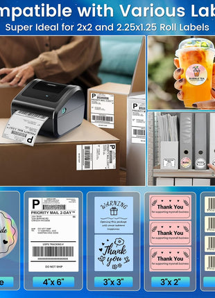 Bluetooth Shipping Label Printer with Built-in Label Bin | D450BT 4x6 Thermal Label Printer for Shipping Packages, Thermal Printers Compatible with Android, iPhone, Windows, macOS, UPS