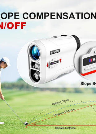 REVASRI Golf Rangefinder with Slope and Pin Lock Vibration, External Slope Switch for Golf Tournament Legal, Rangefinders with Rechargeable Battery 600/1000YDS Laser Range Finder