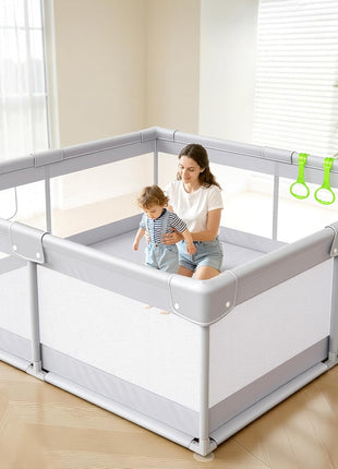 Fodoss Baby Playpen, 47×47in Playpen for Babies and Toddlers with Door | Baby Play Yard for Indoor & Outdoor, Soft Breathable Mesh, BPA-Free Oxford Fabric, Anti-Slip Suction Cups, Pull Rings