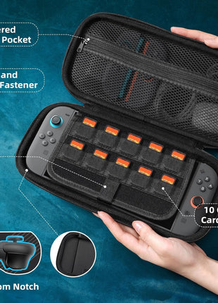 TiMOVO Carrying Case for Nintendo Switch 2 (2025), Black | Large Capacity, Hard Shell Protective, 10 Game Card Slots, Pockets for Console & Accessories, Portable Travel Pouch