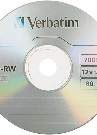 VERBATIM 25PK CDRW 4X-12X 700MB 80MIN HIGH Speed Branded Spindle / 95155 /