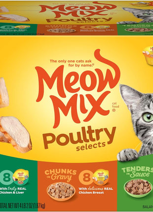 Meow Mix Tender Favorites Poultry & Beef Variety Pack, Wet Cat Food, 2.75 oz Cup (24 Pack)
