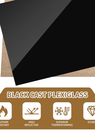 Lesnlok 8 x 12 Black Acrylic Sheet 1/8 inch Thick 3mm 2 Pieces Black Plexiglass Sheet, DIY Materials for Home Decor, Handcraft, Painting, Photography,Switch Panel, Display Stand